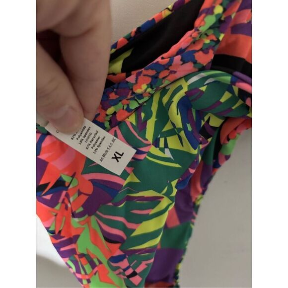 Brand New Maje Women's Size XL Tropical Vibrant High Rise Bikini Bottom Swimwear - Picture 4 of 6